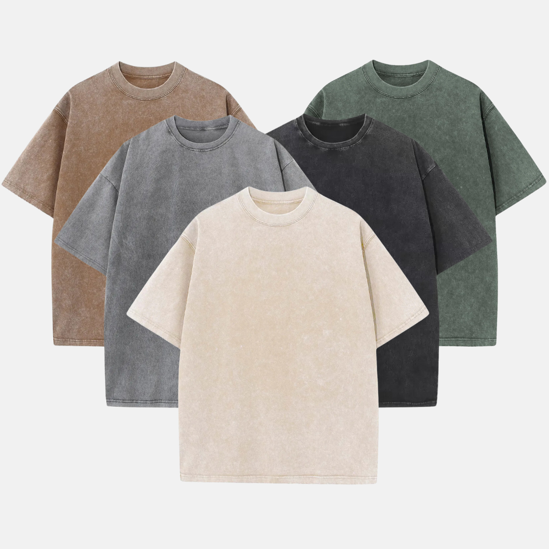 5-Pack - 230GSM Vintage Washed Oversized T-Shirt